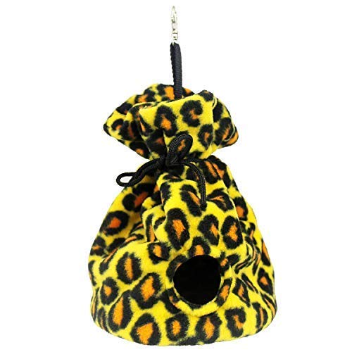 Sleep-E-Teepee (Leopard) - Hanging Fleece Cage Accessory Toy - Sugar Gliders, Marmosets, Rats, Hamsters, Flying Squirrels, Ferrets, Birds, Chinchillas, Parrots - Hammock, Tower, Bed, Nest Pouch