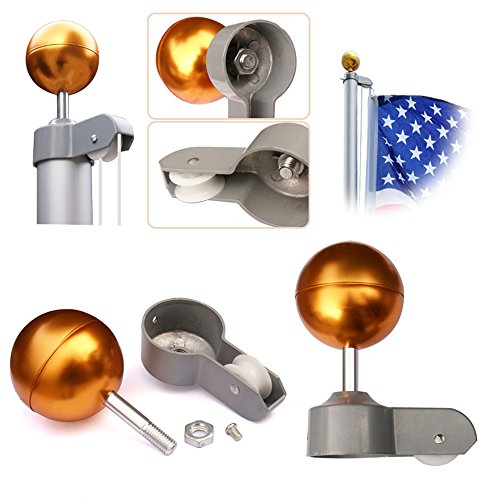 image for F2C 20FT Sectional Flagpole Kit Outdoor Halyard Pole W/1 US American 3