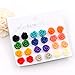 Hanloud Assorted Rose Stud Earring Handcrafted Resin Rose Set Rainbow Color Earrings