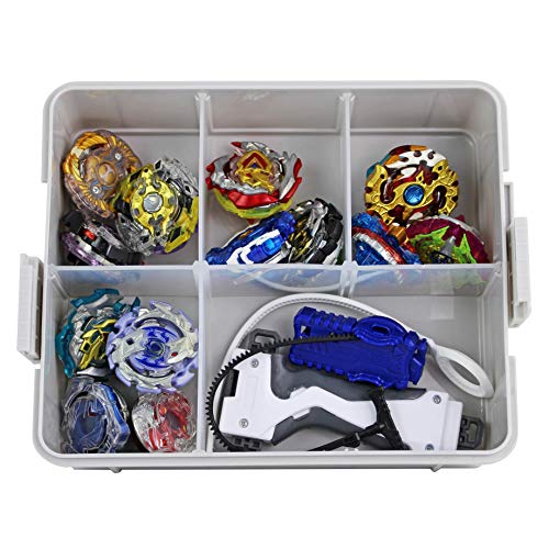 Bins & Things Stackable Toys Organizer Storage Case Compatible with Beyblade, Hot Wheels, Lego Dimentions or Mini Toy Action Figures - Portable Adjustable Box w/Carrying Handle