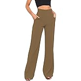 Kocowoo Women's High Waist Casual Dress Pants, Lightweight Wide Leg Long Trousers, Work Pants with Pockets for Women Office.