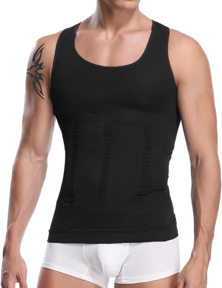 HANERDUN Men Compression Shirt Slimming Body Shaper Vest Tummy Control Shapewear Abdomen Undershirt