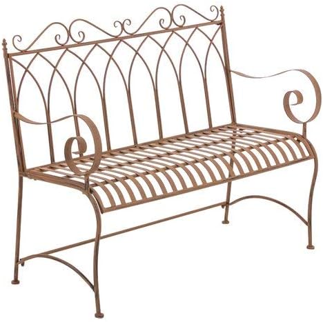 Contemporary Style Durable Weather Resistant Metal Framed 2-Seater Garden bench (Antique brown)
