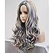 BERON 27 Inches Colorful Wig Long Curly Wig Women Girls Charming Full Wigs for Cosplay Pastel Wigs with Wig Cap (Grey/Green/Brown/Blue)