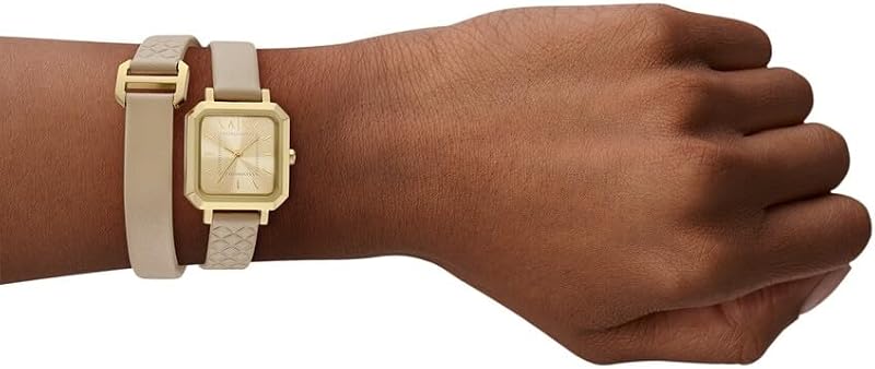 Armani Exchange relógio analógico de quartzo para mulheres com correia de couro AX5728