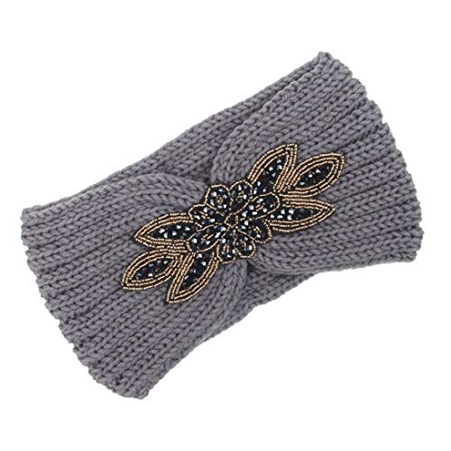 Women Knitted Headband Ear Warmer Stretchy Headwrap Head Wrap Hair Band Turban for Cold Whether by BCDshop (Grey)