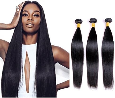HUMAN&amp;NATURAL STE Remy Hair Extensions Humam Hair Brazilian Hair One Bundles 100% Unprocessed Straight Hair Bundles Virgin Hair Grade 7A Natural Color Length 22inch