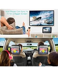 Reproductor de DVD portátil de 10,1 pulgadas, doble pantalla, soporte para reposacabezas de coche, 5 horas de batería recargable sin región, memoria de punto de ruptura, soporte USB SD