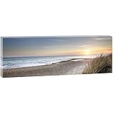 Visario Leinwandbild Strand Düne 150x50cm - 3-teilig Nordsee Ostsee Dekor