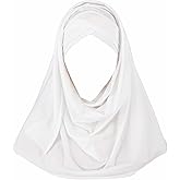 Women One Piece Muslim Hijab Lace Applique Head Wrap Scarf Shawl with Rhinestones