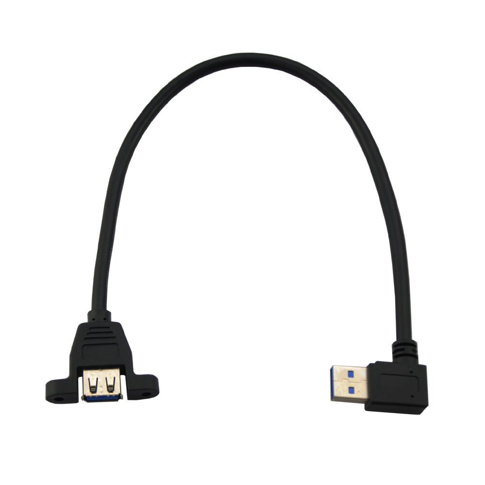 LiKuCo 1ft USB 3.0 Panel-Mount Type A Male to Type A Female Cable (Left Angled)