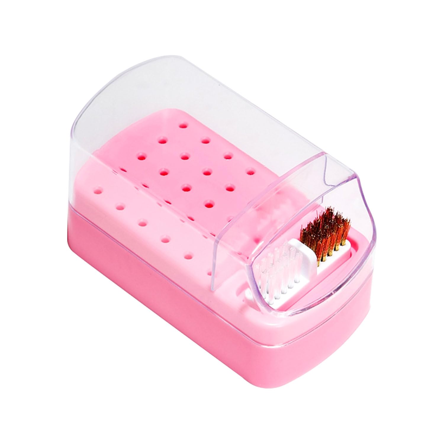 UNVOJL Nail Drill Bits Holder 30 Holes Nail Art Drill Bits Stand Nail Drill Bits Storage Box Dustproof Nail Art Drill Bits Stand for Beauty Salon