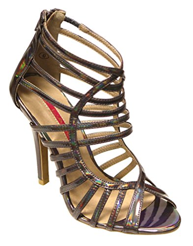 C Label Milan-20 Women's High heel peep toe strappy zip closure sandals Mauve 6