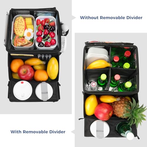 INFANZIA Car Seat Organizer, Backseat Van Organizer with Cup Holders for Car Front Passenger and Back Seat, Carseat Storages with Cooler Compartment for Kids and Adults for Toy, Snacks (Black)