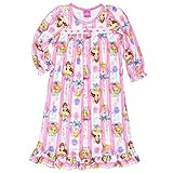 Disney Princess Girls Flannel Granny Gown Nightgown Pajamas (6, Portrait Pink/White)