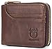 BULLCAPTAIN Mens Leather Zipper Wallet RFID Blocking Bifold Secure Vintage Zip Around Multi Credit Card Holders
