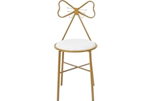 siohdagu Butterfly Stool Chair with Metal Legs and Soft Cushion, Multi-Purpose Modern Seating for Living Room, Dining Room, Bedroom, Cafe Decoration, Load Capacity 220 lbs (Gold White)