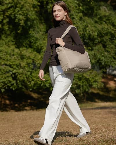 Puffy Tote Bag for Women, Lightweight Quilted Shoulder Handbag with Multiple Compartments, Ideal for Travel, Work, Gym