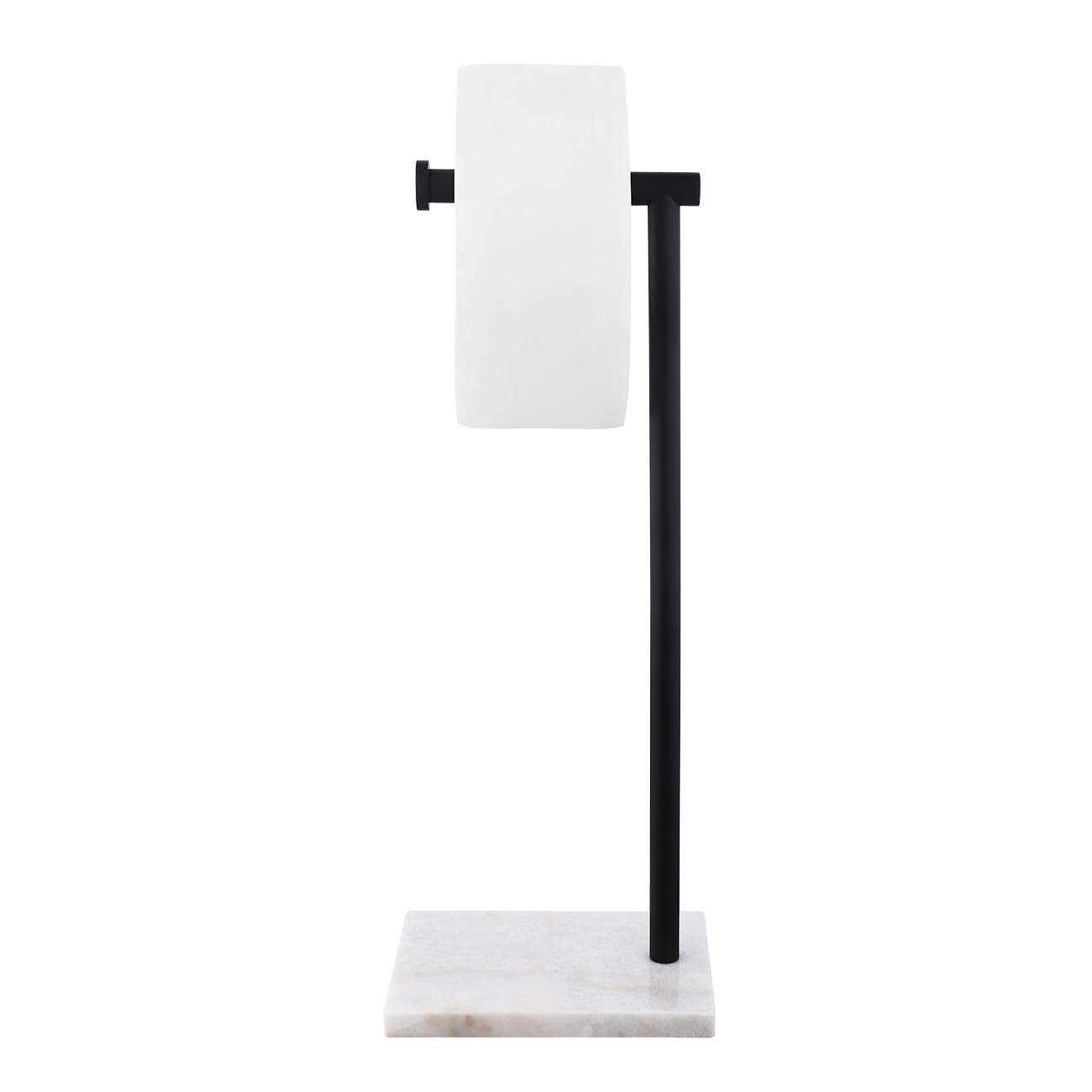 KES Black Toilet Roll Holder Free Standing Toilet Paper Holder with Marble Base Freestanding Heavy Duty SUS304 Stainless Steel, BPH285S1-BK — image 1