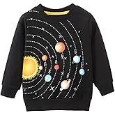 Little Hand Toddler Boys Sweatshirts Construction Truck Long Sleeve Shirts Space Planets Pullover Tractor Shirt Kid 2-7 Years
