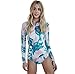 Lynddora Women's Floral One Piece Rash Guard Swimsuit Sun Protection