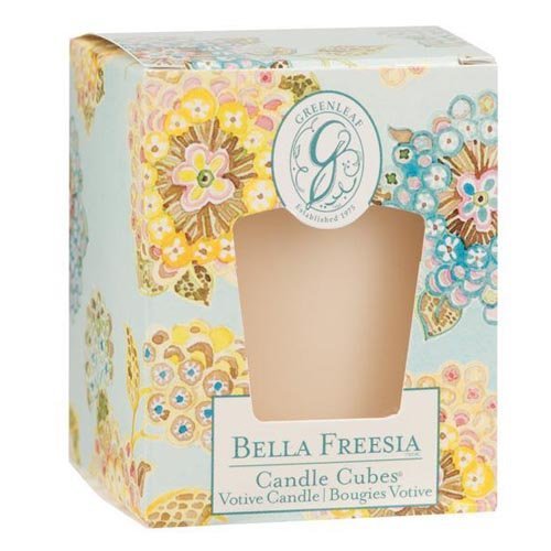 Greenleaf Gifts Candle Cube Boxed Votive Pack of 4 - Bella Freesia Greenleaf Gifts Candle Cube Boxed Votive Pack of 4 - Bella Freesia