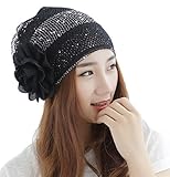 Qunson Womens Bling Flower Chemo Beanie Hat Cap for Cancer Patients