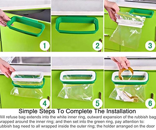 Kicode 2 Pack Home Kitchen Cupboard Cabinet Door Mounted Garbage Trash Rack Storage Creative Rubbish Bag Holder - Thumbnail 6