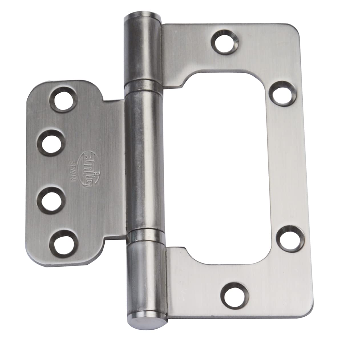 Amig - Overlap Edge Hinge | 4'' x 2.5'' (100 x 63 x 2.5 m) | Recommended for Use on Windows | Round Edges | Silent Opening and Closing | Matte Chrome Plated Steel