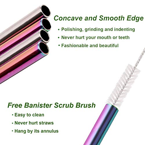 image for VEHHE Metal straws Reusable Stainless Steel Straws 6 Set 10.5