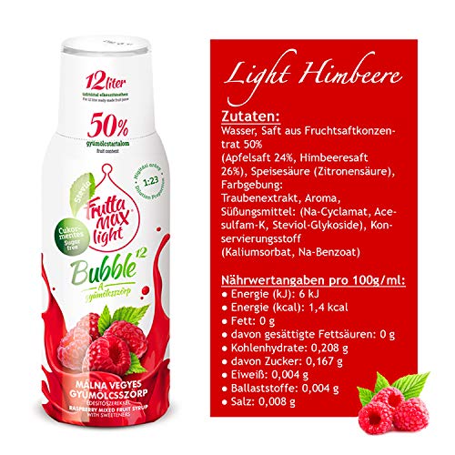 4 x 500ml LIGHT Fitness-Sirup Himbeere-Erdbeere-Orange-Zitrone-Limette von Frutta Max | Zuckerfrei | mit Stevia | 60% Fruchtanteil – Bild 3