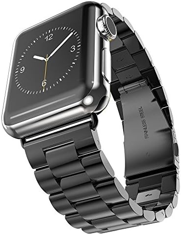 Hontao Stainless Steel Band for Apple Watch 38mm, Metal Link Replacement Strap for iWatch Series 3/2/1 (black 38mm - 3 pointers)