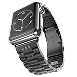 Hontao Stainless Steel Band for Apple Watch 42mm, Metal Link Replacement Strap for iWatch Series 3/2/1 (black 42mm - 3 pointers)