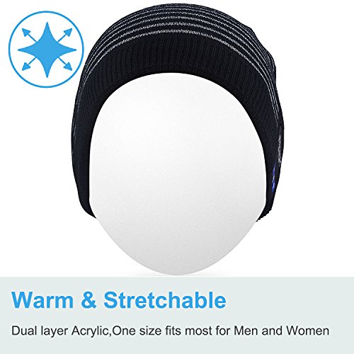 image for Rotibox Wireless Bluetooth Beanie Hat Ear Covers Headphone Headset Mus