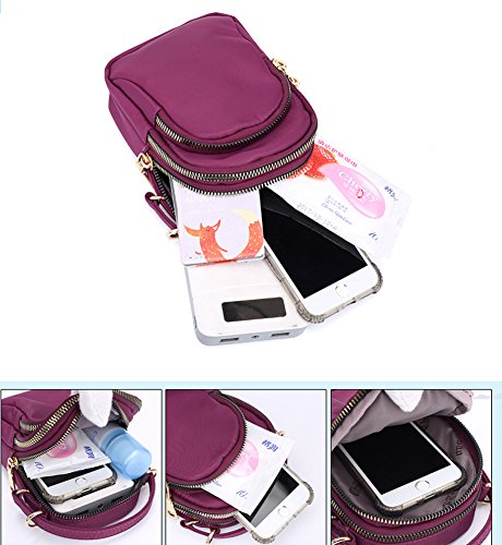 Toniker Nylon Multi-Pockets Small Crossbody Bags Cell Phone Purse Smartphone Wallet for Women Girls with Handy Carry - Thumbnail 3