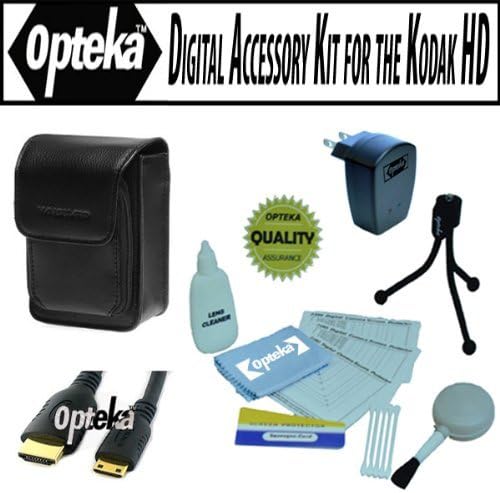 Opteka Professional Digital Accessory kit for the Kodak PLAYTOUCH, Zi8, Zx1, PLAYSPORT, ZxD Compact HD video camcorder includes Opteka cleaning kit, Vanguard logos 6B Leather case, HDMI cable, USB AC Charger and more