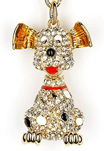 Bling Rhinestone Sitting Puppy Dog Retriever Labrador Key Chain Keyring with Swarovski Crystals