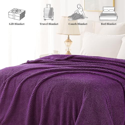 Whale Flotilla Fleece Blanket for Sofa, Flannel Bed Blanket, Soft, Fluffy, Lightweight and Warm for All Seasons, 220 x 240 cm, Purple