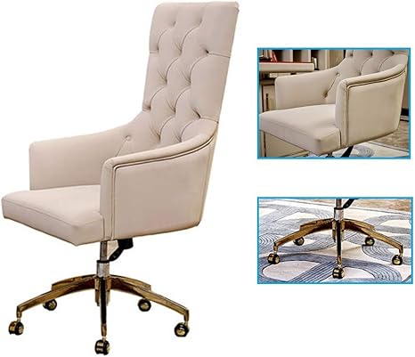 Amazon Co Jp オフィス快適な学習チェア革ステンレス鋼定住椅子を回転オフィスチェアライト高級コンピュータチェアハイバックチェア Color 白 Size 75 65 125cm ホーム キッチン