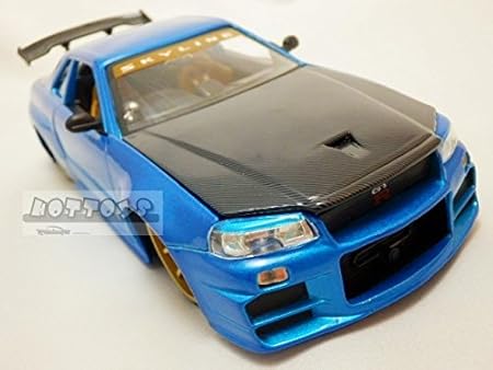 Amazon 1 24 Jadatoys スカイラインgt R 青メタ カスタム仕様 Bnr34 ワイルドスピード ミニカー ダイキャストカー おもちゃ