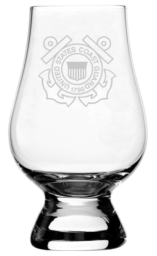 United States Coast Guard Etched Crystal Whisky Glass Compatible With Glencairn Accessories