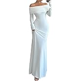 SOLY HUX Women's Long Sleeve Off The Shoulder Bodycon Dress Elegant Maxi Dress Cocktail Prom Dresses