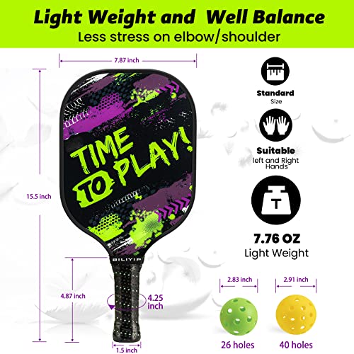 Pickleball Paddles, Pickleball Paddle Set of 2, Fiberglass Surface