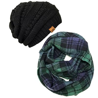 Wrapables Plaid Print Winter Infinity Scarf and Beanie Hat Set Wrapables Plaid Print Winter Infinity Scarf and Beanie Hat Set