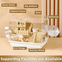 Cycodo 8 in 1 Acrylic Hamster Cage,Wooden Small