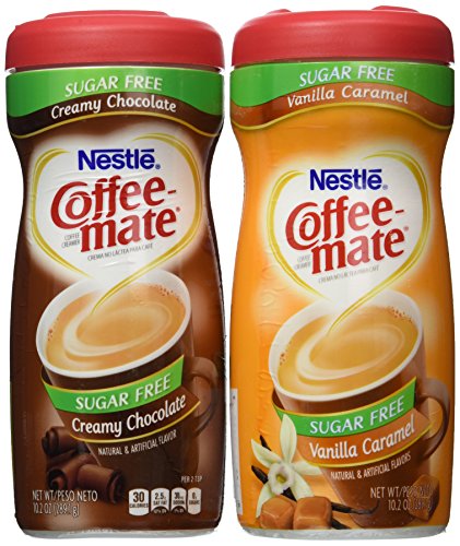 Nestle Sugar Free Coffee-mate Bundle - Vanilla Caramel 10.2 oz & Creamy Chocolate 10.2 oz