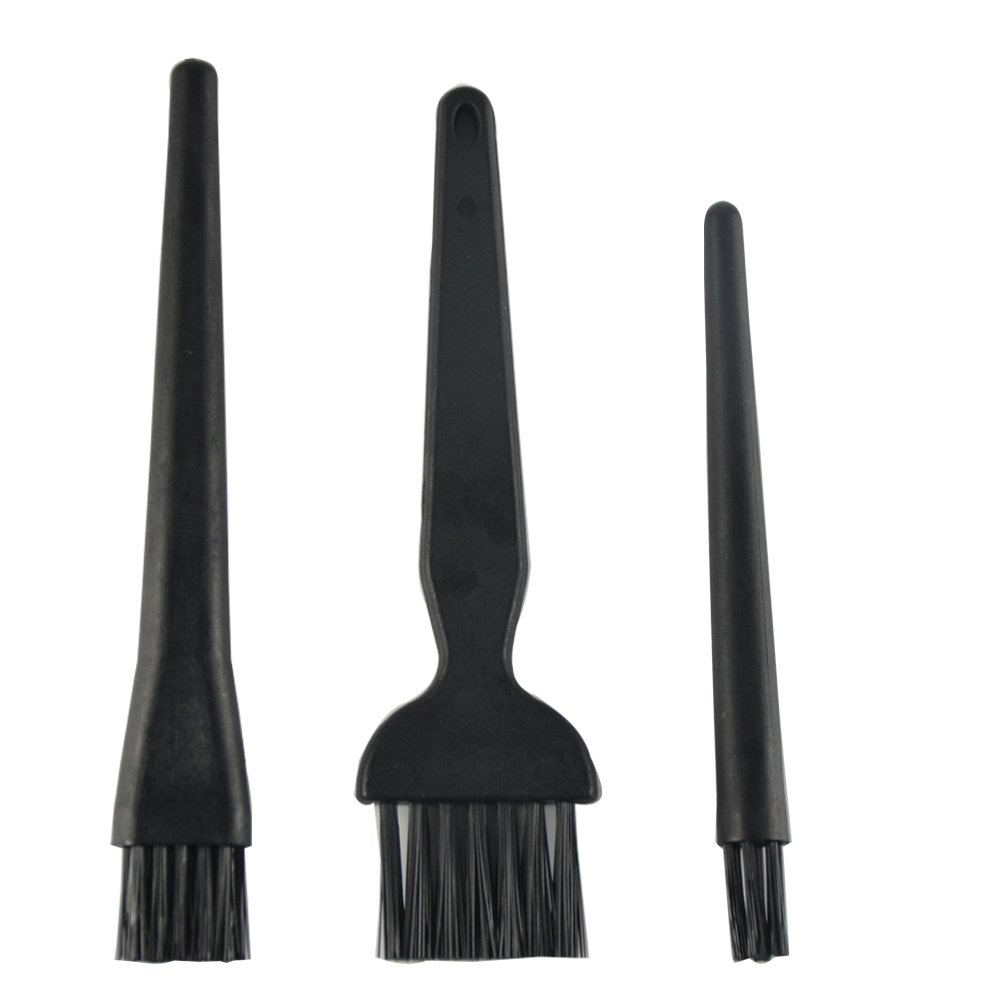 AKORD 3-in-1 Plastic Round Handle Anti Static ESD Brush - Black
