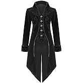 GOLDSTITCH Mens Medieval Steampunk Tailcoat Velvet Victorian Gothic Vintage Frock Halloween Costume Coat