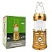 ZLXING Camping Lantern, Portable and Collapsible Outdoor Rechargeable Solar Lanterns Lamp with Handle, Led Flashlights for Camping ，Hiking, Emergency (Gold)