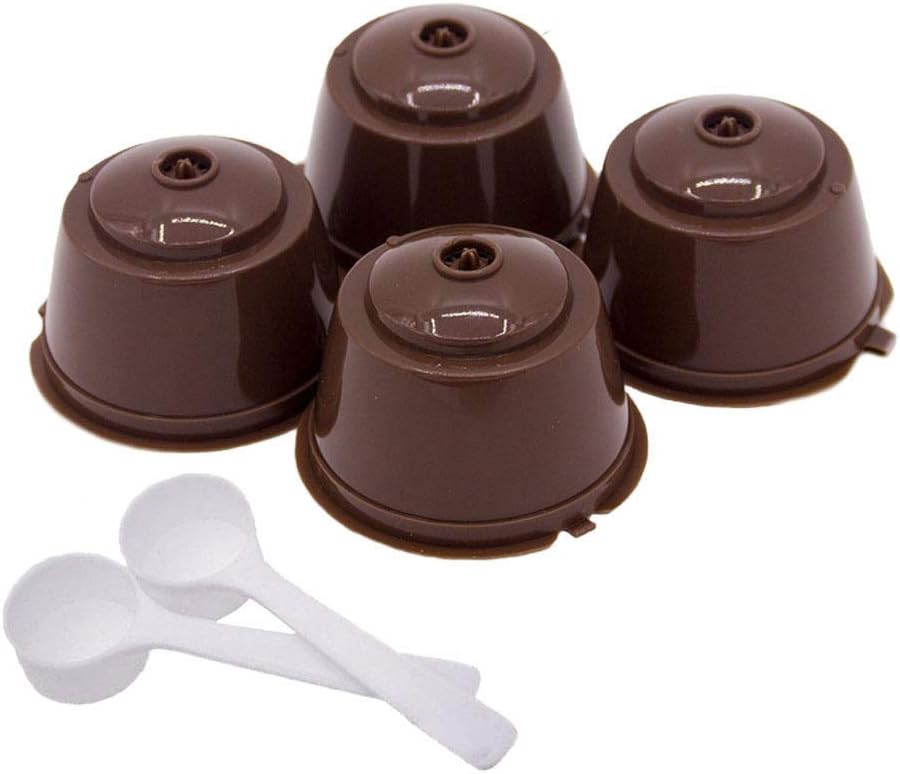 YWLINK Coffee Filter Machine Accessory Dolce Gusto Refillable Reusable Coffee Capsule Pods Cup With 2 Coffee Spoon Coffee Machine Spoon + 4x Can Be Filled With Coffee Filter(Coffee)